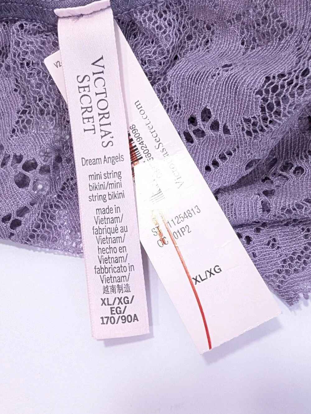 Victoria's Secret Dream Angels String Bikini XL Women Lace Panty sheer VS plum